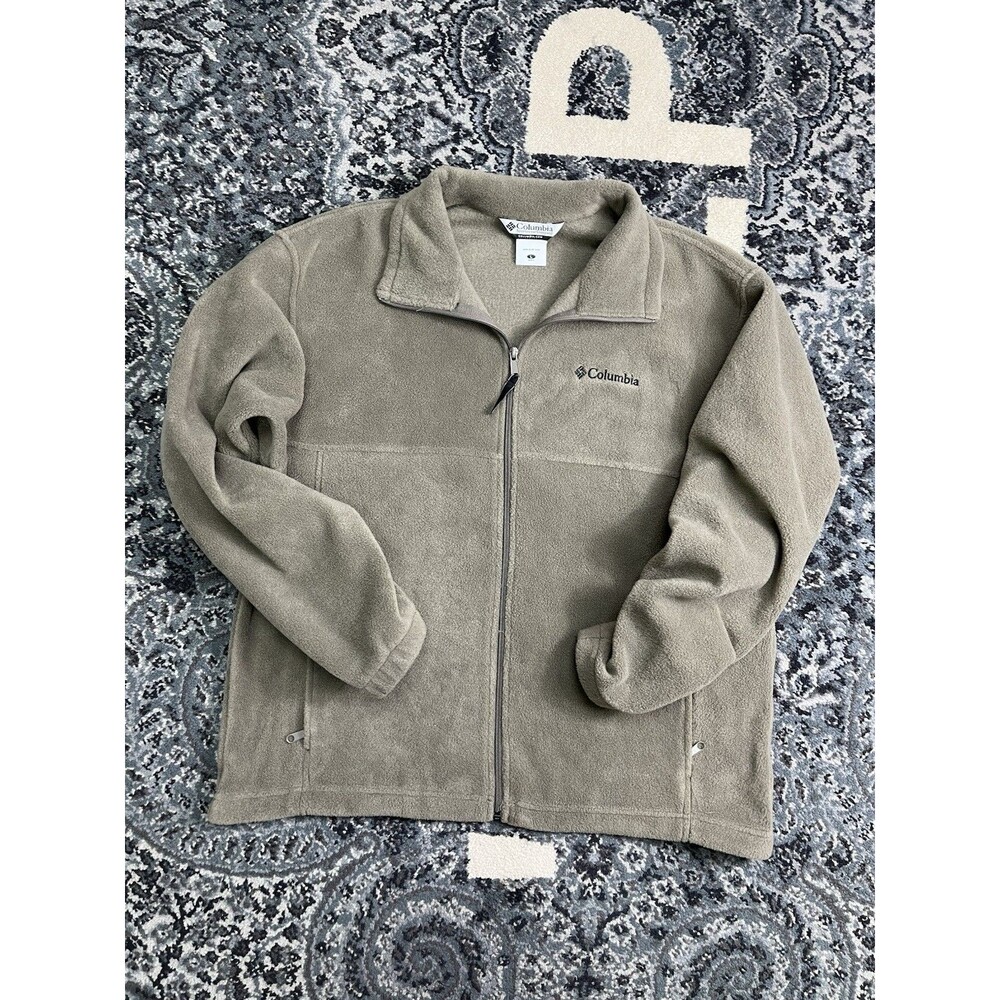 Columbia Sweater Mens Large  Brown Fleece Pocket Outdoors Full Zip Sweatshirt